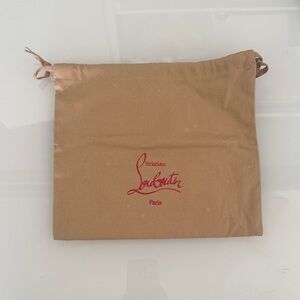 Christian Louboutin Beige Drawstring Dust Bag with Red Logo